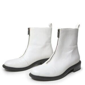 Charles & Keith White Vegan Leather Chelsea Boots Zipper Front Ankle Booties
